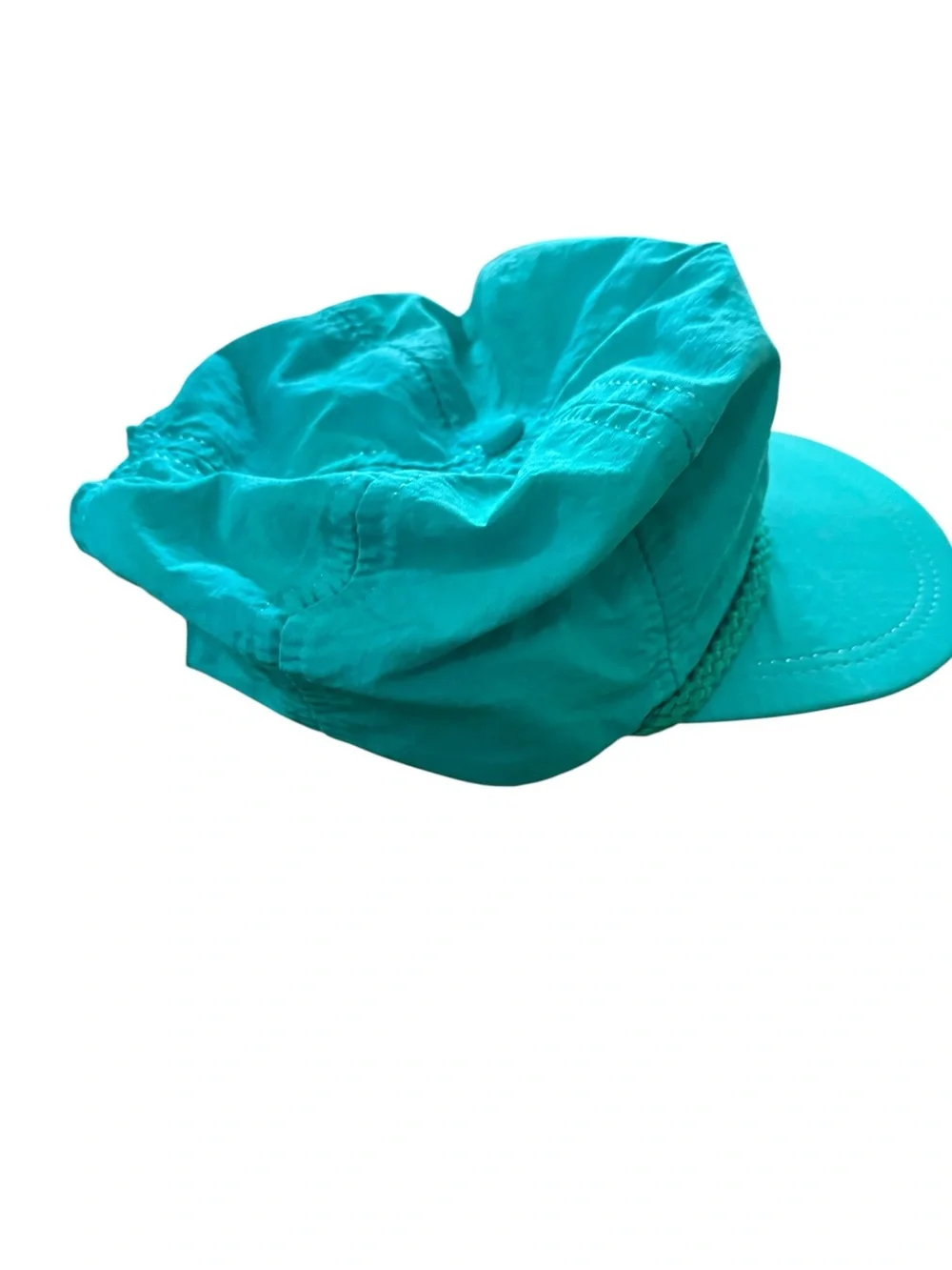 Vintage 80s Beaver Creek Ski Resort Nylon Rope Hat Teal Pink Neon Retro - Picture 5 of 7
